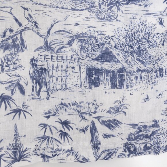 Joie Shirt Linen Short Sleeve Button Up Blue White Tropical Print - Picture 10 of 13